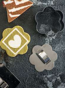 1 Bộ Khuôn Làm Bánh Bằng Thép Không Gỉ, Bộ Khuôn Thiết Kế Hoa Hiện Đại Cho Bánh - Bạc - Xem 3