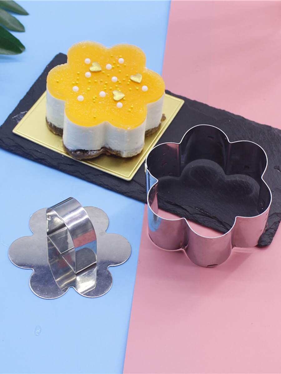 1 Bộ Khuôn Làm Bánh Bằng Thép Không Gỉ, Bộ Khuôn Thiết Kế Hoa Hiện Đại Cho Bánh - Bạc - Xem 1