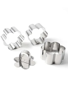 1 Bộ Khuôn Làm Bánh Bằng Thép Không Gỉ, Bộ Khuôn Thiết Kế Hoa Hiện Đại Cho Bánh - Bạc - Xem 4