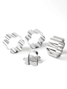 1 Bộ Khuôn Làm Bánh Bằng Thép Không Gỉ, Bộ Khuôn Thiết Kế Hoa Hiện Đại Cho Bánh - Bạc - Xem 5