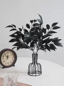 1 pieza/Set de 3 piezas Hoja de eucalipto artificial, Tallo de eucalipto de plástico negro, Ramas de hojas de sauce falsas, Ramas de hojas falsas para decoración del hogar, plantas falsas, centros de mesa, relleno de jarrones, decoración de otoño, habitación, escritorio, decoración de jardín, decoración de habitación, San Valentín, regalo