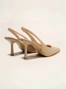 Damen Spitze Zehe Slingback Wildleder Mule offene Rückseite Sandale mit Absatz, Apricot, für Frühling Sommer atmungsaktiv, Lässig Arbeitsschuhe