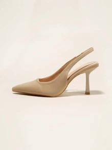 Damen Spitze Zehe Slingback Wildleder Mule offene Rückseite Sandale mit Absatz, Apricot, für Frühling Sommer atmungsaktiv, Lässig Arbeitsschuhe