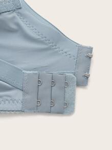 Plus Contrast Lace Bow Detail Underwire Bra - Dusty Blue - View 3