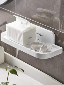 1入組字母圖案掛壁式浴室儲物架 - 白色 - 查看 2