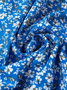 SHEIN LUNE Plus Ditsy Floral Surplice Front A-line Dress - Blue - View 3