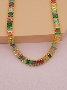 方晶鋯石裝飾頸鏈 - 彩色 - 查看 3