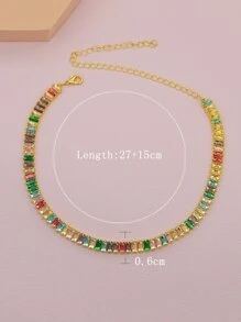 方晶鋯石裝飾頸鏈 - 彩色 - 查看 4