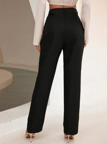 Aveloria High Waist Straight Leg Trousers - Black - View 2