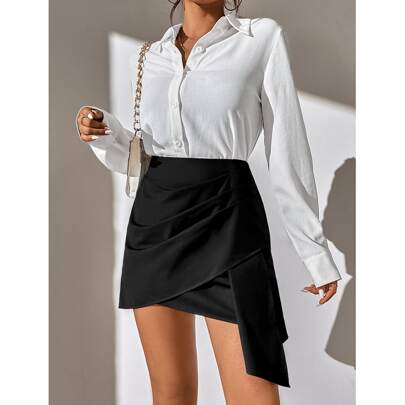 Solid Wrap Skirt