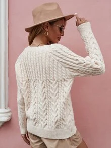 Raglan Sleeve Cable Knit Sweater