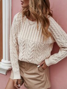 Raglan Sleeve Cable Knit Sweater