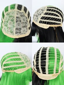 1入組雙色長款直筒人造假髮帶劉海和1入組假髮帽 - 拼色 - 查看 7