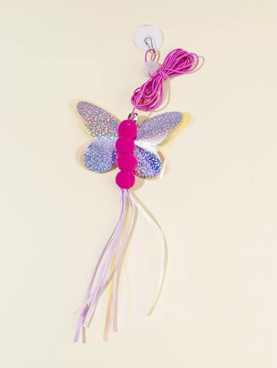 1 قطعة فراشة ديكور معلقة القط دعابة حبل ، باب معلق أو جدار التفاعلية فراشة القط لعبة دعابة للعب ممارسة القفز