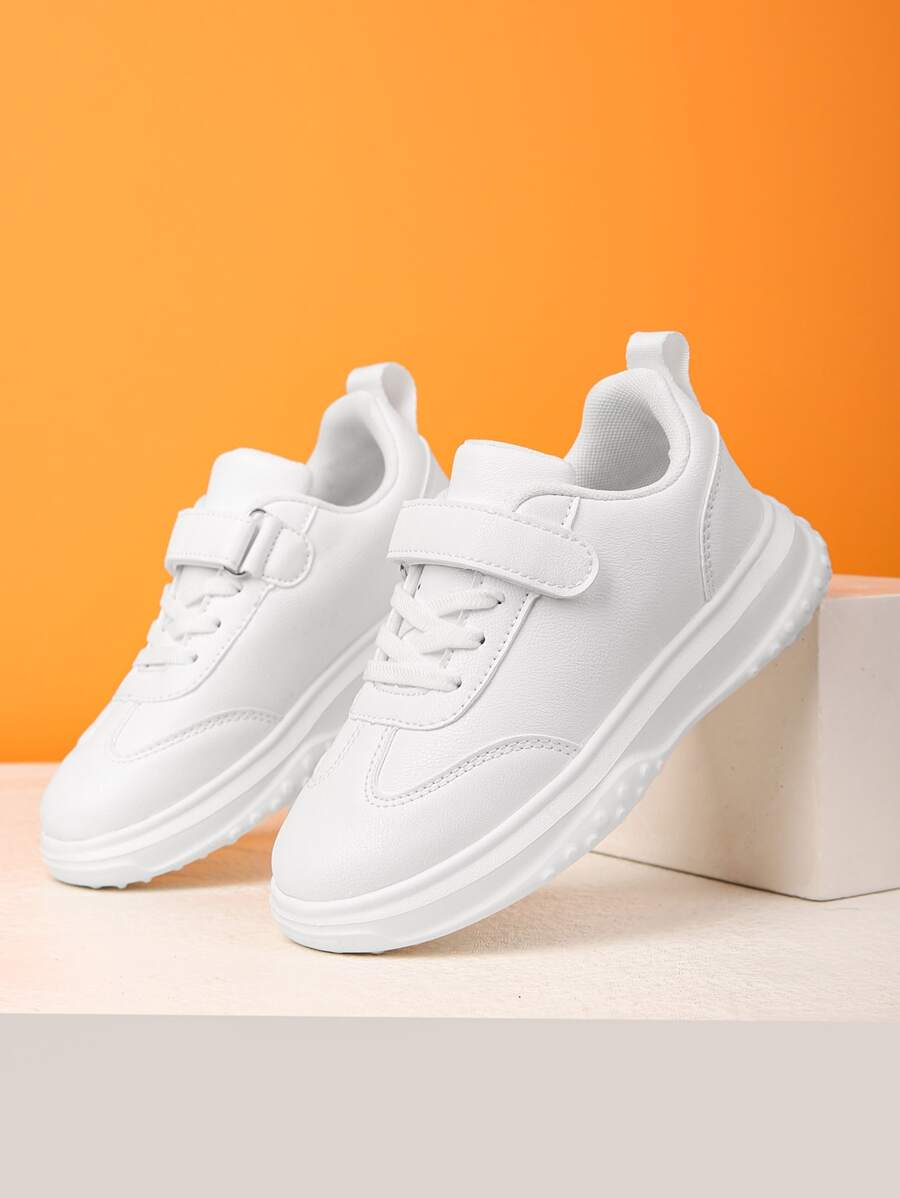 Giày thể thao trẻ em Ren lên màu trơn - trắng - Xem 1