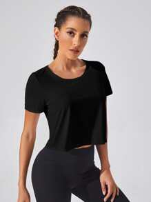 Easithlete 图案印花运动背心健身背心女式健身房衬衫 - 黑色 - 查看 6