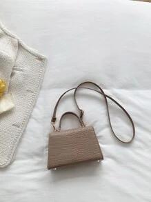 Waterproof,Lightweight,Business Casual Mini Crocodile Embossed Square Bag For Teen Girls Women College Students,Rookies & White-collar Workers Perfect for Office,College,Work ,Business,Commute,Outdoors, Travel, Outings - Khaki - View 6