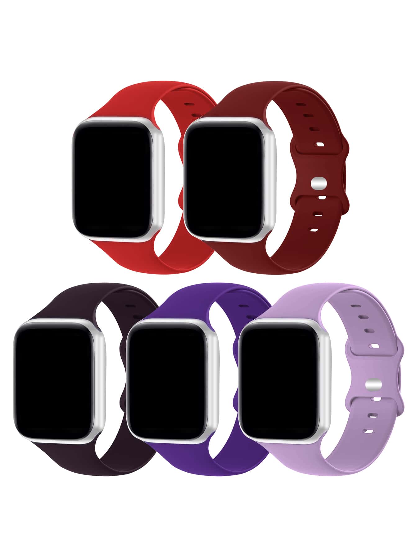 5入組素色錶帶適用於Apple Watch - 紅色 - 查看 1