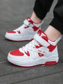 Zapatillas casuales versátiles de mujer para otoño/invierno, de materiales mixtos y media altura, adecuadas para todas las estaciones, de moda y cómodas - Rojo y blanco - Ver 7