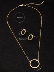 3 piezas Set joya zirconia cúbica con diseño de círculo - Amarillo Oro - Ver 4