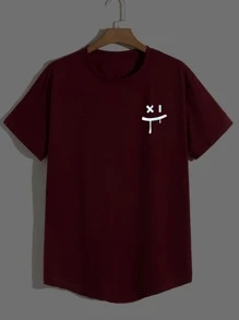 Manfinity Men Reflective Cartoon Graphic Tee - Burgundy - View 1