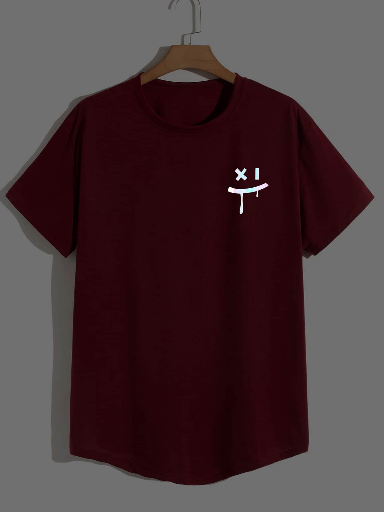Manfinity Men Reflective Cartoon Graphic Tee - Burgundy - View 1