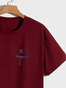 Manfinity Men Reflective Cartoon Graphic Tee - Burgundy - View 4