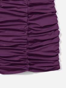SHEIN Chicas adolescentes Vestido de tirantes fruncido - Morado - Ver 4