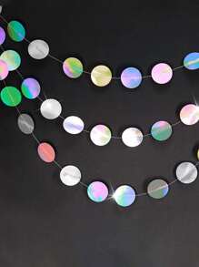 1pc Party Decorative Garland, Metallic Silver Paper Streamer, For Home Decor, Party Background Decoration - Multicolor - View 3