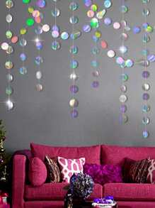 1pc Party Decorative Garland, Metallic Silver Paper Streamer, For Home Decor, Party Background Decoration - Multicolor - View 4