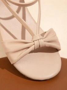 Girls Knot Decor Ankle Strap Sandals - Apricot - View 5