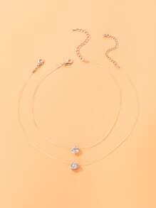 imoli 2 piezas Collar con colgante de corazón con rhinestones, San Valentín - transparente - Ver 5