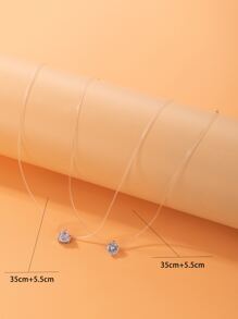 imoli 2 piezas Collar con colgante de corazón con rhinestones, San Valentín - transparente - Ver 6