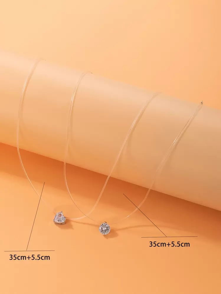 imoli 2 chiếc vòng cổ trái tim đính đá Rhinestone Valentine - Trong sáng - Xem 5
