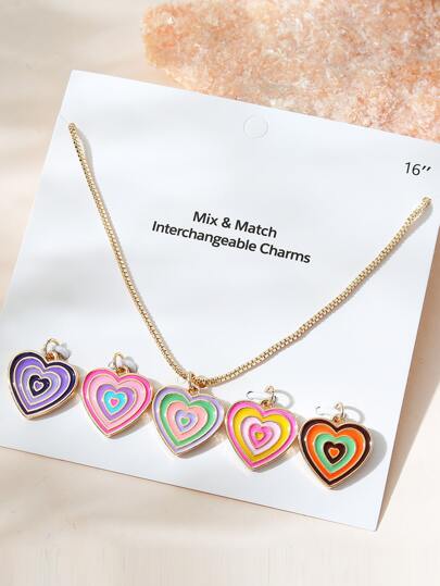 1 pieza minimalista Collar & 5 piezas colgante de corazón