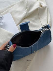 low tea Decorative Buckle Sewing Detail Chain Shoulder Bag, Women's Buckled Decorative Hobo Bag, Street Fashion Crossbody Bag Purse For Shopping, Dating, Gift, Suitable For Teenage Girls, College Students, Work, Business, Commute