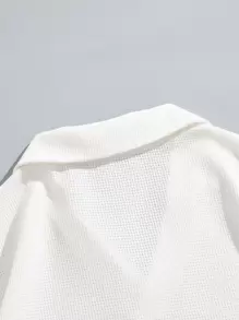 Manfinity EZcore 男士字母刺繡西裝領T恤 - 白色 - 查看 6