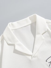 Manfinity EZcore 男士字母刺繡西裝領T恤 - 白色 - 查看 7