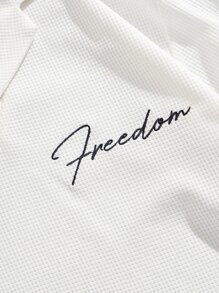 Manfinity EZcore 男士字母刺繡西裝領T恤 - 白色 - 查看 8