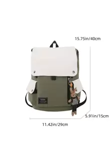 Letter Patch Decor Flap Backpack With Bag Charm School Bag For Graduate, Teen Girls, Freshman, Sophomore, Junior & Senior In College, University & High School, Perfect For Outdoors,Travel & Back To SchoolSchool Backpack,School Bag,School Bookbag,Big Backpack,Large Capacity,Portable,Classic Casual, Suitable For Teen Girls Women College Students,Boys And Men,Teacher, Perfect For Back To School,First Day Of School,Middle School, High School, Street & Japanese Style Women Bag
