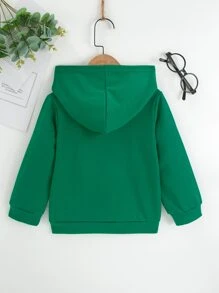 女孩爱心印花卫衣 - 墨綠色 - 查看 2