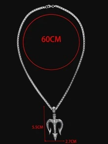 Fashionable and Popular Men Trident Pendant Necklace Alloy for Jewelry Gift and for a Stylish Look - Antique Silver - View 3