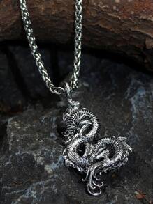 時尚流行男士中國龍吊墜項鍊合金，適合度假和時尚外觀