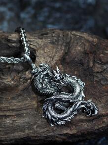 時尚流行男士中國龍吊墜項鍊合金，適合度假和時尚外觀