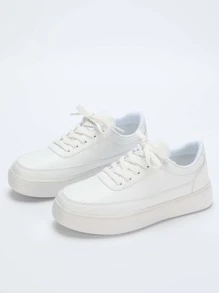 Lace-up Front Skate Shoes - White - View 2