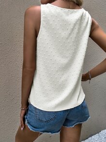 Breezaya 圓點拼接水溶蕾絲無袖襯衫 - 白色 - 查看 2