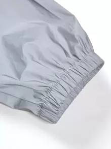 Manfinity Homme 男士 1 件反光抽绳连帽户外风衣外套外出连帽反光长袖户外风衣外套，适合朋友、丈夫、男朋友的礼物 - 灰色 - 查看 4