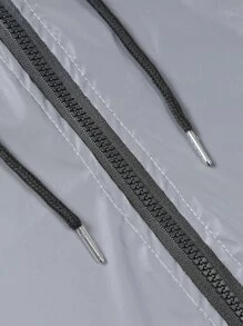 Manfinity Homme 男士 1 件反光抽绳连帽户外风衣外套外出连帽反光长袖户外风衣外套，适合朋友、丈夫、男朋友的礼物 - 灰色 - 查看 5