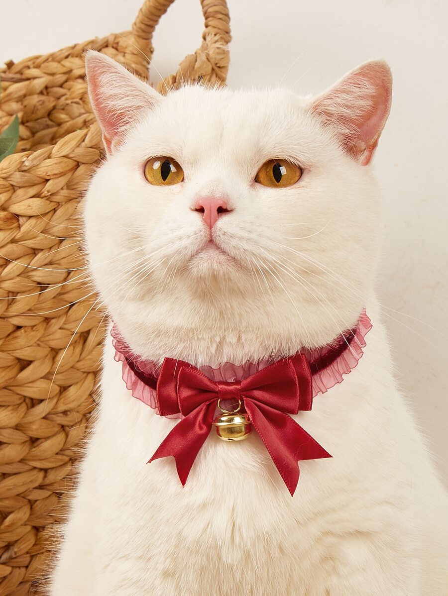 1pc Random Color Bow Decor Pet Necklace - Multicolor - View 1