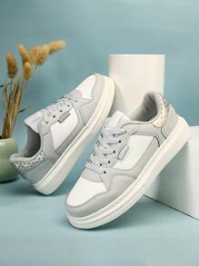 Color Block Lace-up Front Skate Shoes - Grey - View 4